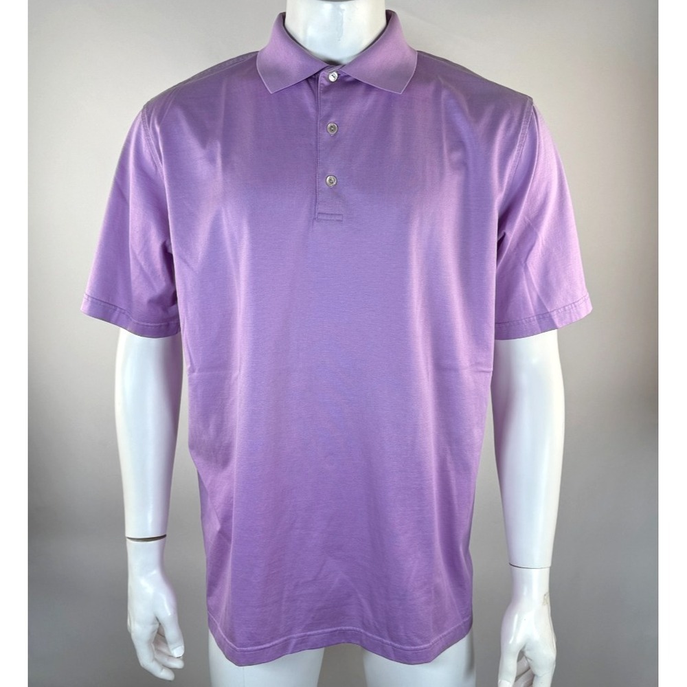 Peter Millar Crown Ease Golf Polo Shirt Mens L EUC Cotton Short Sleeve Purple